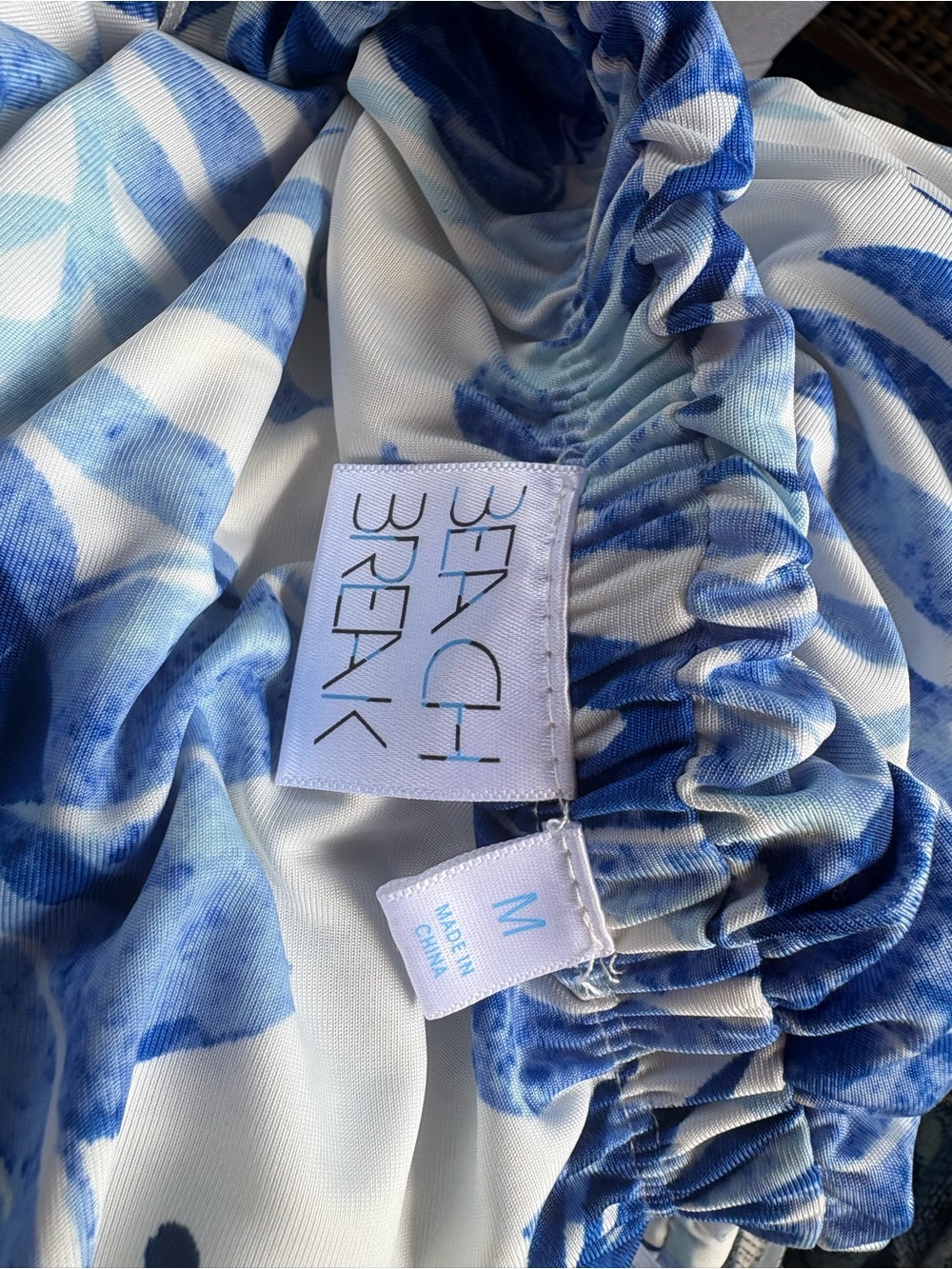 Strapless Blue Tropical Print Jumpsuit M - Picture 5 of 5